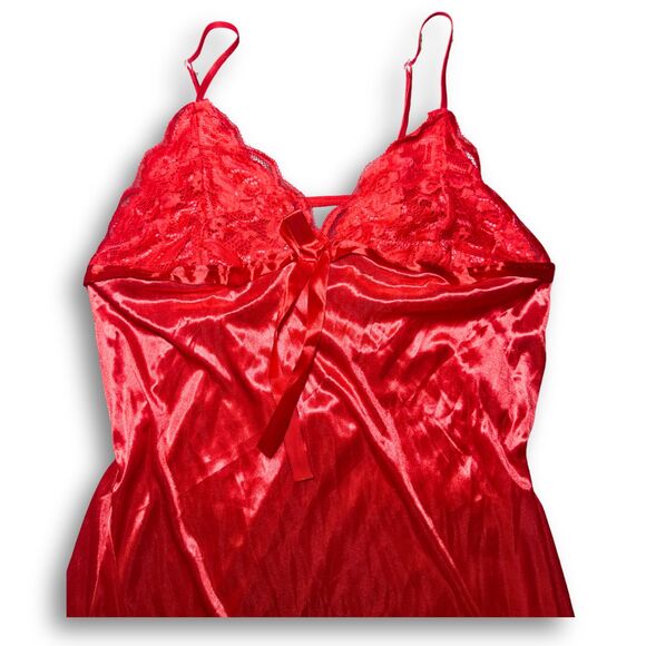 Sexy Red Floral Lace Size M L Fairy Whimsy Goth Coquette Babydoll Lingerie Set - Picture 3 of 6